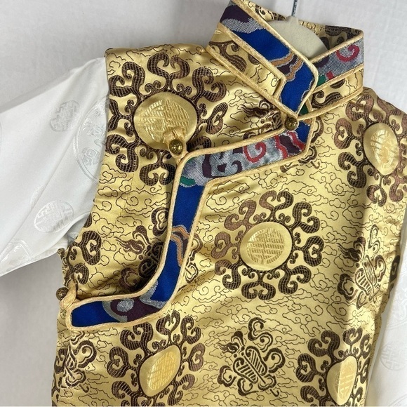 🩷 Kids, Tibetan traditional brocade top, Losar - golden/white. - Picture 6 of 9